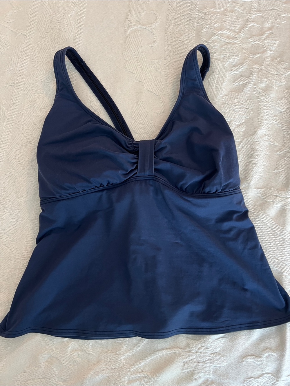 Lands' End Navy Blue V-Neck Tankini Top